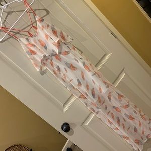 Feather Print Maxi Dress